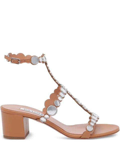 Aquazzura studded afterglow leather sandals - Brown - zdjęcie produktu nr 1