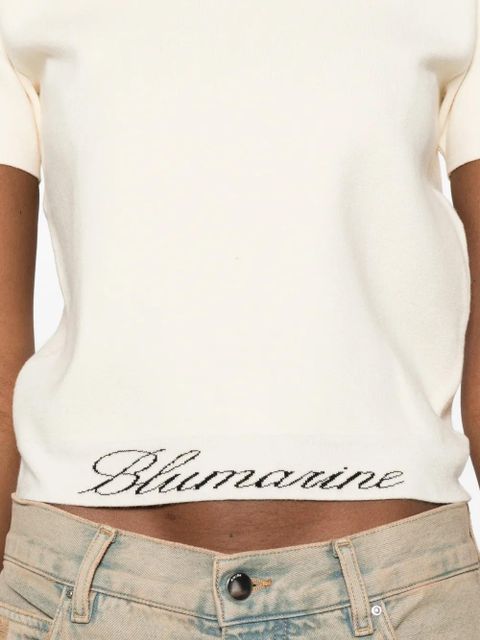 Blumarine scalloped crew neck knitwear - Red