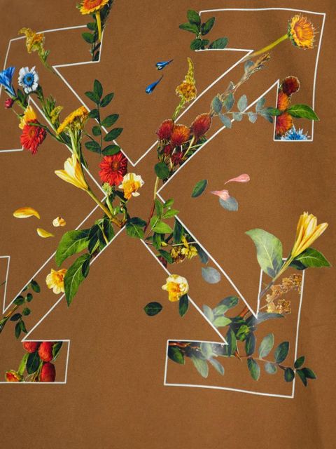 Off-White floral-arrow print utility jacket - Brown