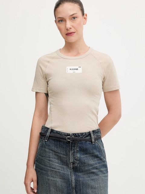 G-Star t-shirt bawełniany damski kolor beżowy D27741.D961 - zdjęcie produktu nr 1