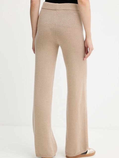 ERMANNO Firenze spodnie wełniane damskie kolor beżowy szerokie high waist 57TP033E52