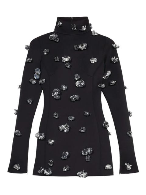 Blumarine flower-embellished mini dress - Black - zdjęcie produktu nr 1