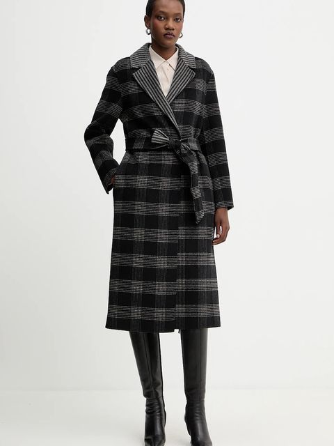 Twinset płaszcz dwustronny z wełną kolor czarny 252TP2080 - zdjęcie produktu nr 1