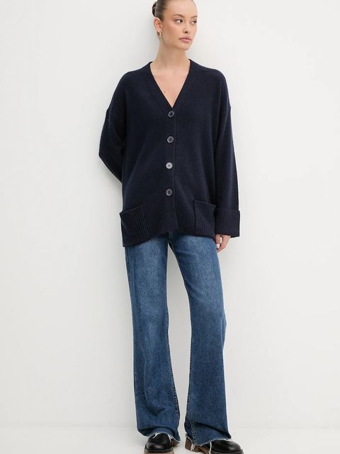 United Colors of Benetton kardigan z dodatkiem wełny damski kolor granatowy 126WD604Z