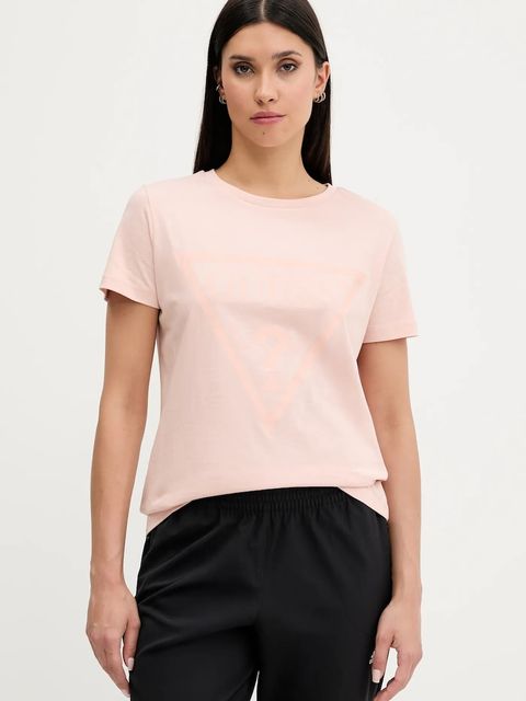 Guess t-shirt bawełniany ADELE damski kolor pomarańczowy V2YI07 K8HM0 - zdjęcie produktu nr 1