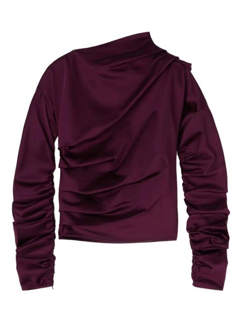 GANNI ruched satin top - Red - zdjęcie produktu nr 1