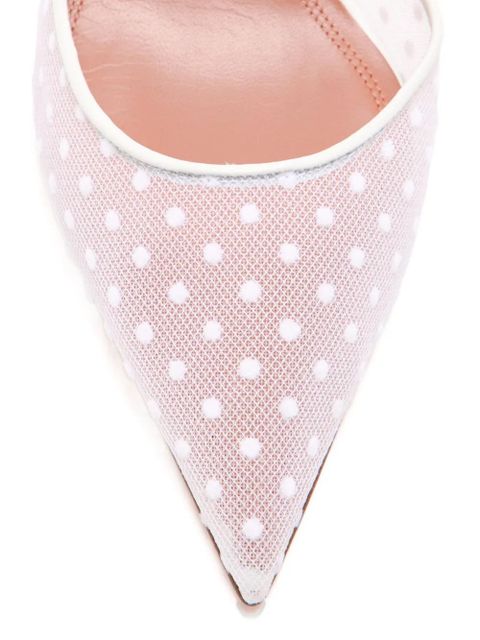 Amina Muaddi Holli polka-dot slingback pumps - White