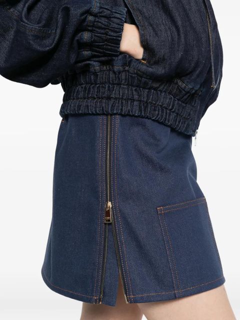 FENDI logo-patch mini skirt - Blue