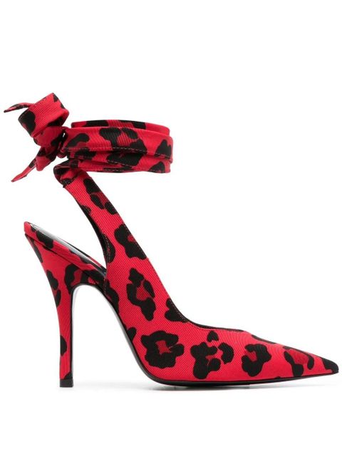 The Attico leopard-print pointed-toe pumps - Red - zdjęcie produktu nr 1