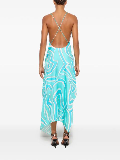 PUCCI Labirinto-print silk dress - Blue