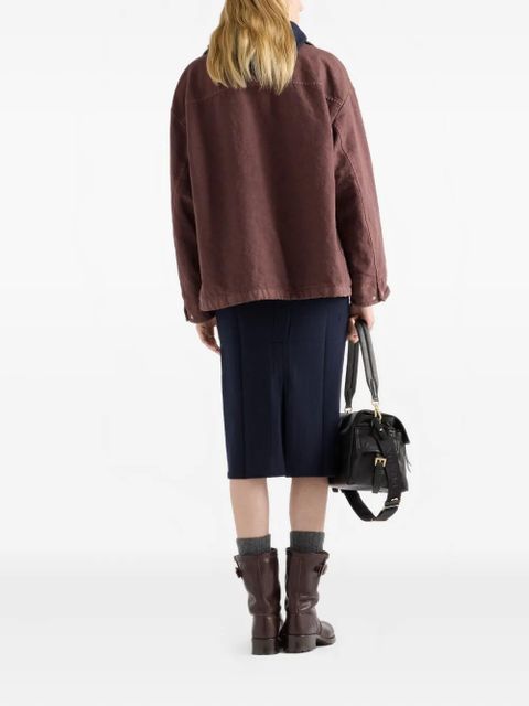 Prada triangle-logo jacket - Brown