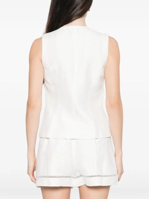 Maje button lace tank top - White