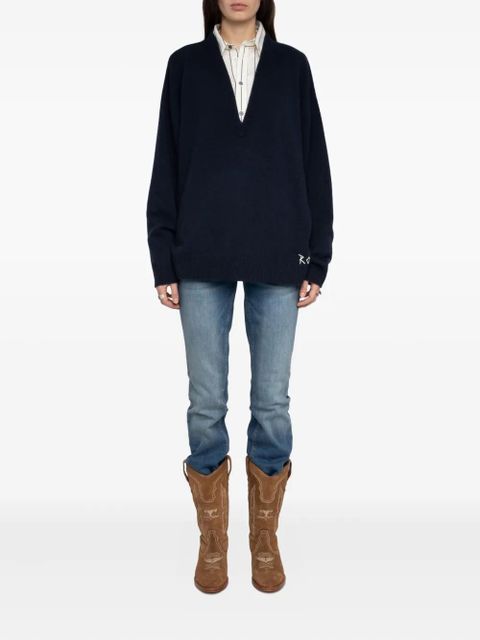 Zadig&Voltaire Swyny V-neck embroidered sweater - Blue - zdjęcie produktu nr 2