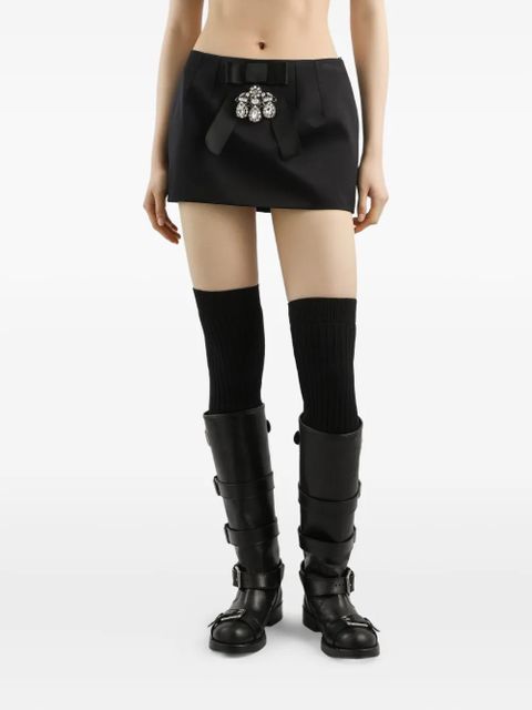 Dolce & Gabbana bow-embellished crystal-detail mini skirt - Black