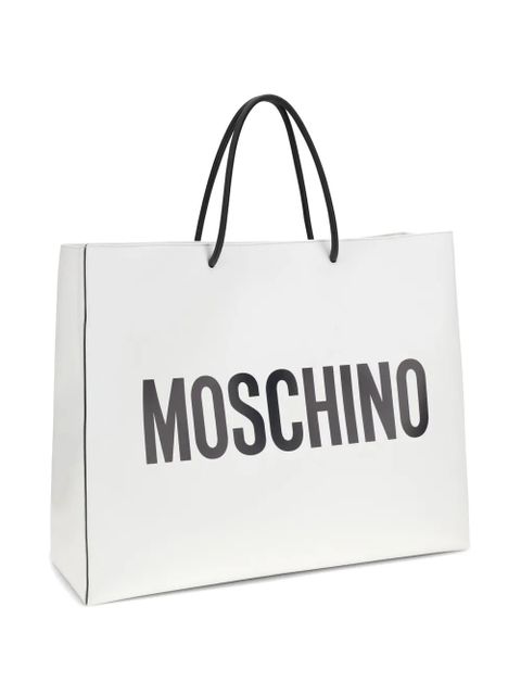 Moschino logo-print leather tote bag - White - zdjęcie produktu nr 2