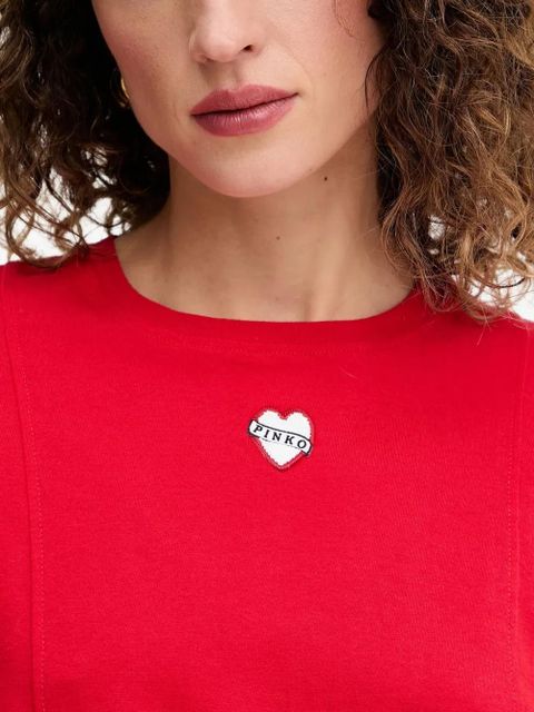 PINKO TORTINO heart-embroidery T-shirt - Red - zdjęcie produktu nr 2