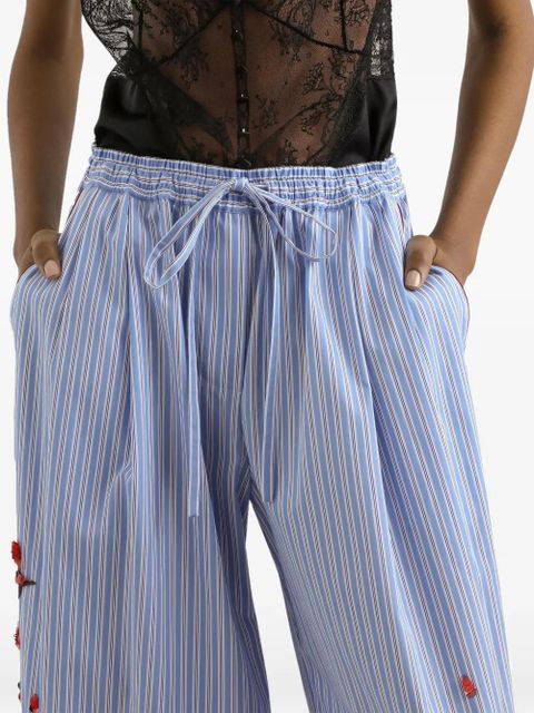 Dolce & Gabbana poplin trousers with cherry tree embroidery - Blue