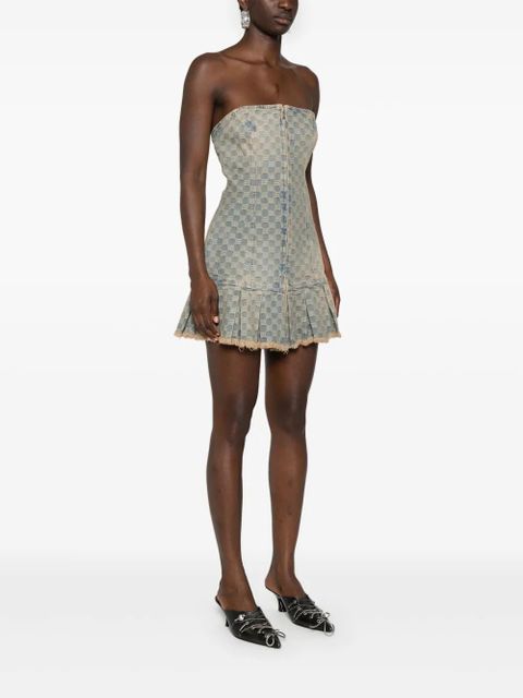 MISBHV monogram-jacquard denim mini dress - Blue