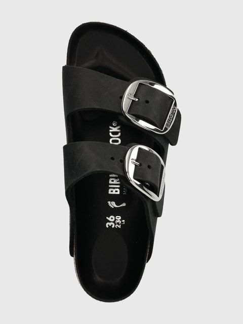 Birkenstock klapki skórzane Arizona Big Buckle damskie kolor czarny 1011075