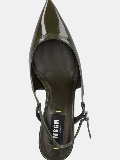 MSGM szpilki skórzane kolor zielony 3941MDS931 818