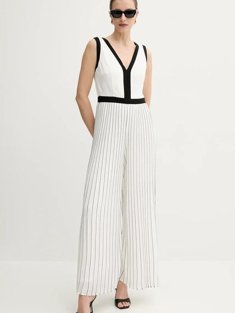 Morgan kombinezon PLISMA kolor biały z dekoltem w szpic PLISMA - zdjęcie produktu nr 1