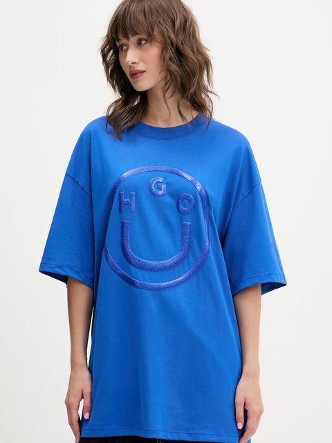 Hugo Blue t-shirt bawełniany damski kolor niebieski 50550141 - zdjęcie produktu nr 1