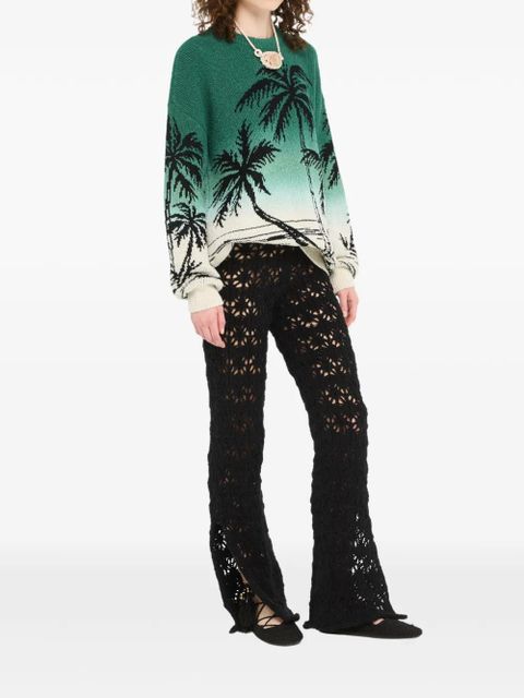 Alanui Wave Bloom palm-tree sweater - Green - zdjęcie produktu nr 1