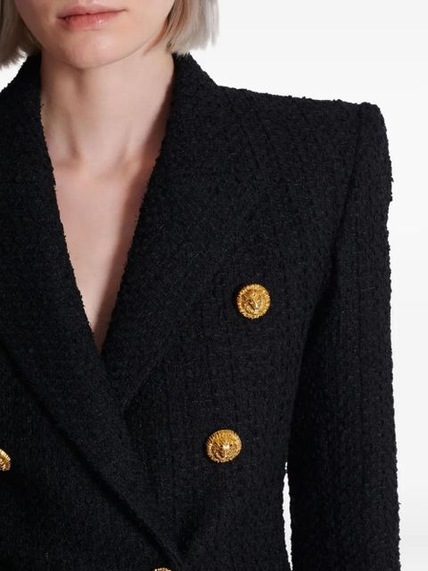 Balmain six-button tweed blazer - Black