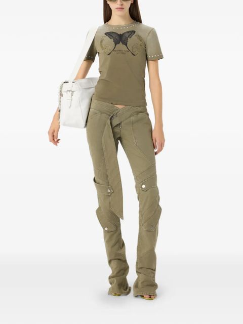 Blumarine butterfly-print studded T-shirt - Green - zdjęcie produktu nr 2