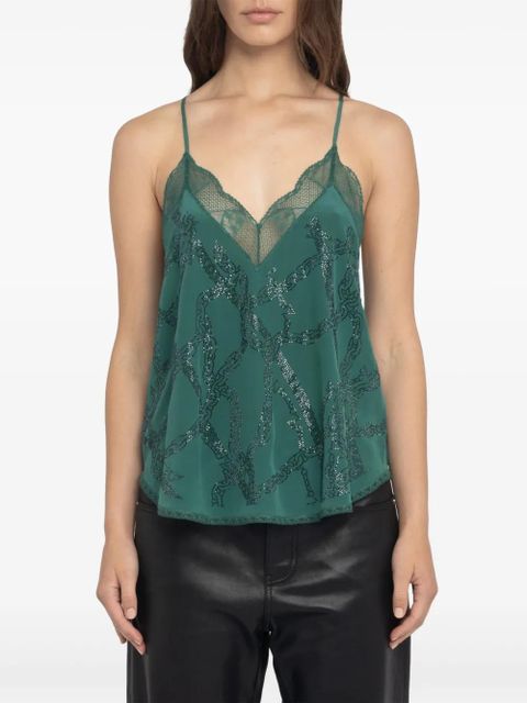 Zadig&Voltaire lace-trimmed top - Green
