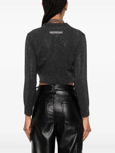 Alexander Wang high-shine cropped cardigan - Grey
