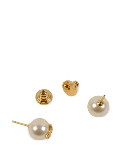 Valentino Garavani logo pearl stud earrings - Gold