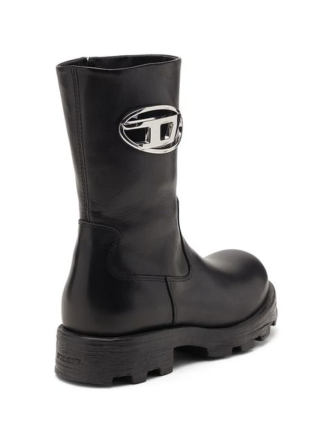 Diesel botki D-Hammer Bkr D W damskie kolor czarny na płaskim obcasie Y03692-P4471-T8013