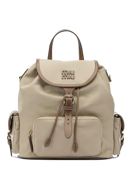 Miu Miu logo-appliqué backpack - Neutrals - zdjęcie produktu nr 1