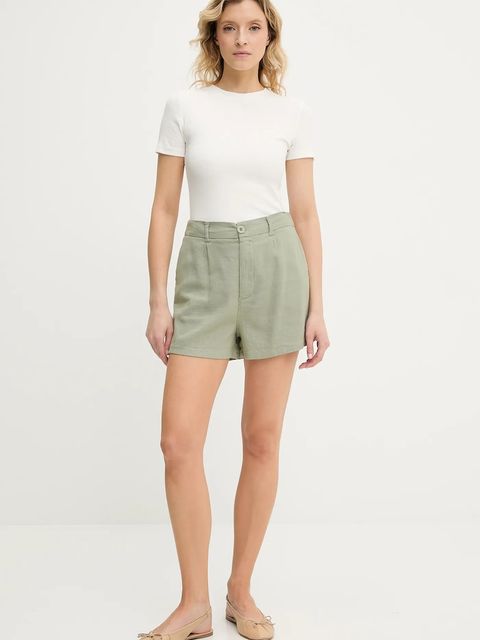 Answear.LAB szorty damskie kolor zielony gładkie high waist