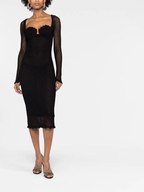 Blumarine floral-appliqué knitted top - Black