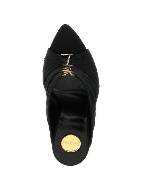 Saint Laurent curled logo mules - Black