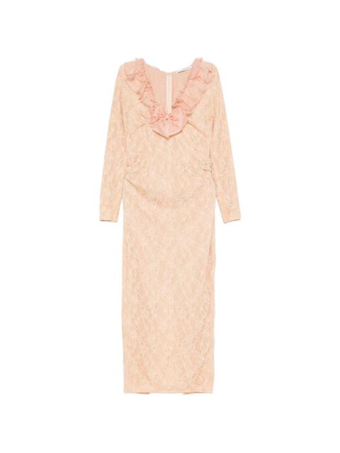 Alessandra Rich ruffled midi dress - Neutrals - zdjęcie produktu nr 1