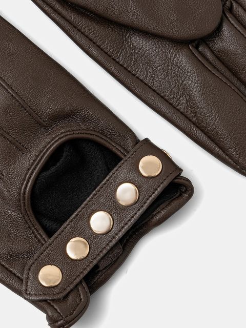 Medicine rękawiczki skórzane damskie kolor brązowy - zdjęcie produktu nr 2