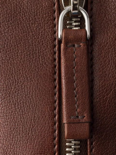 Prada large leather zip tote bag - Brown