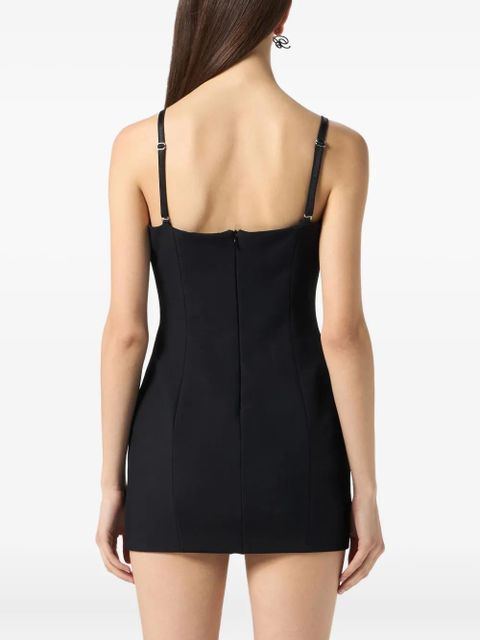 Blumarine rose-embroidered mini dress - Black