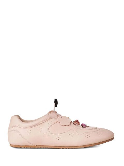 Cecilie Bahnsen Blaise flower-embellished leather sneakers - Pink - zdjęcie produktu nr 2