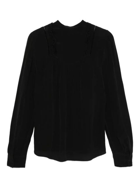 ISABEL MARANT lace-insert long-sleeve blouse - Black