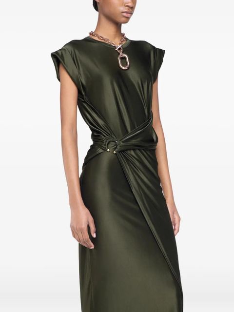 Rabanne draped satin midi dress - Green