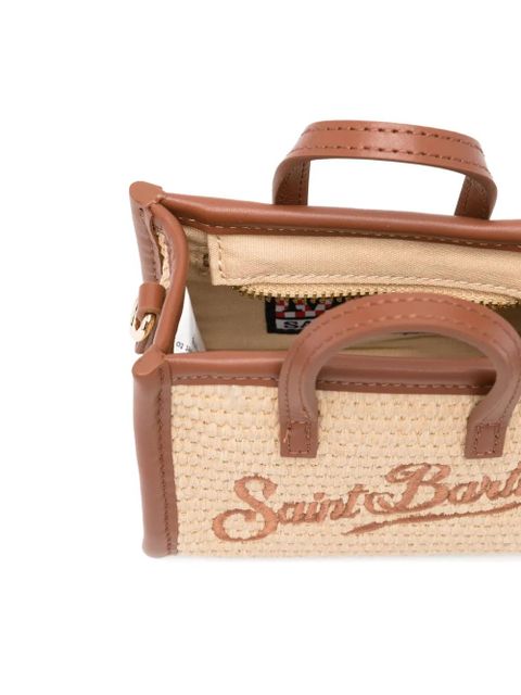 MC2 Saint Barth micro Vivian logo-embroidered woven tote bag - Neutrals