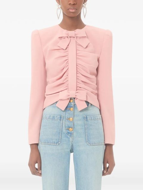Valentino Garavani cropped jacket in crispy light wool - Pink