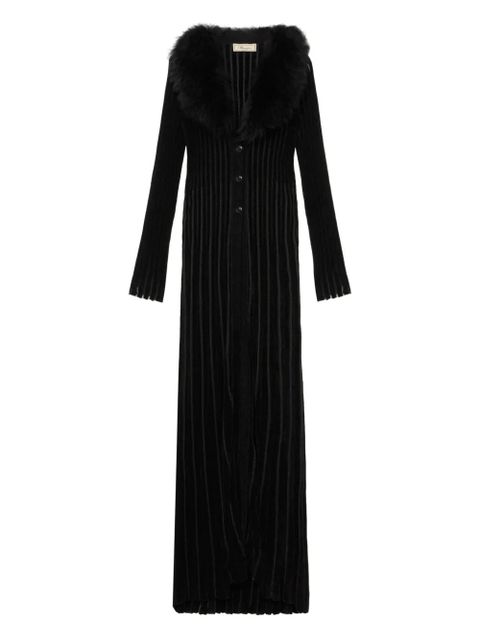 Blumarine faux-fur-collar ribbed coat - Black - zdjęcie produktu nr 1