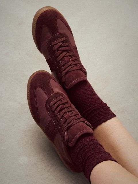 Medicine sneakersy zamszowe damskie kolor bordowy