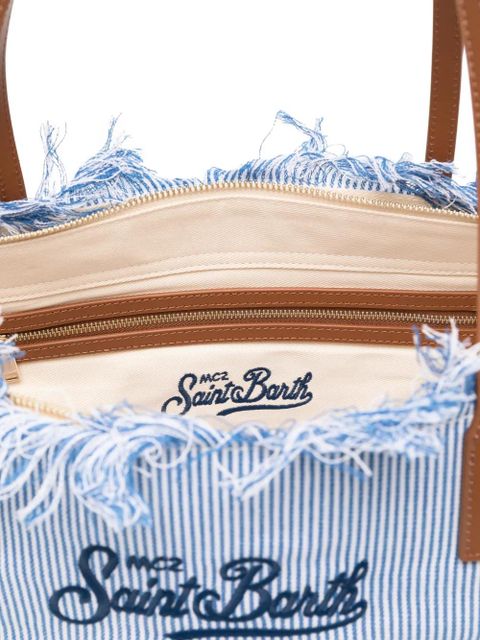 MC2 Saint Barth fringed-detail striped-pattern tote bag - Blue