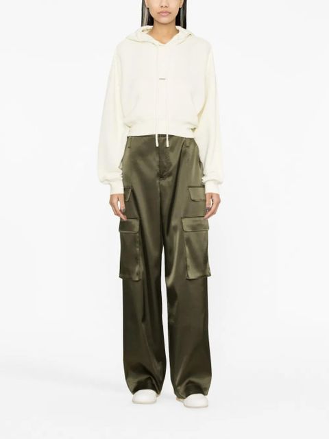 Off-White faux-pearl embellished cropped hoodie - zdjęcie produktu nr 2